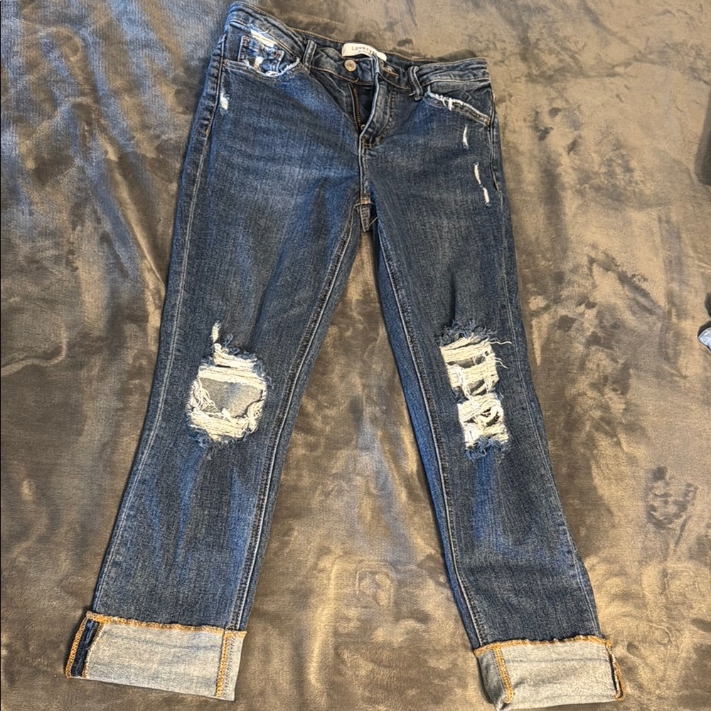 Distressed Blue Jeans